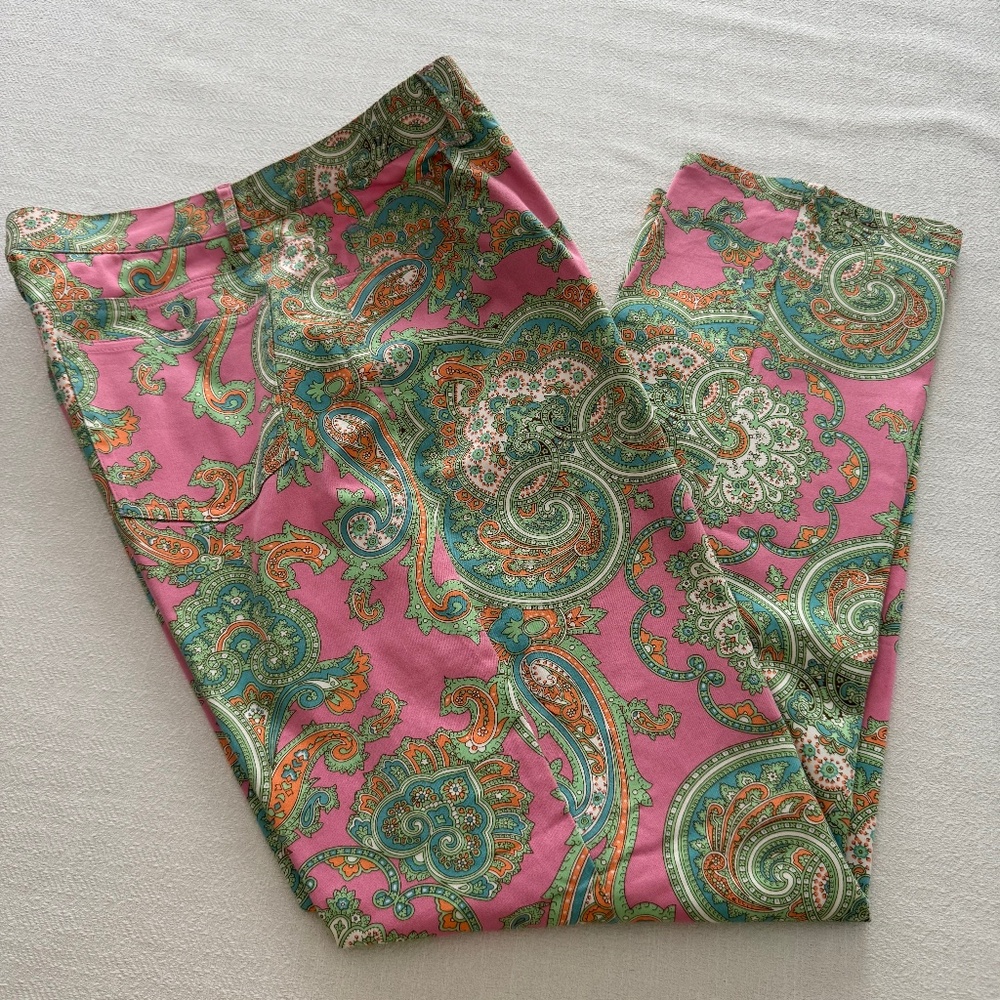 Lauren Ralph Lauren Pink Green Paisley Pants Size 10